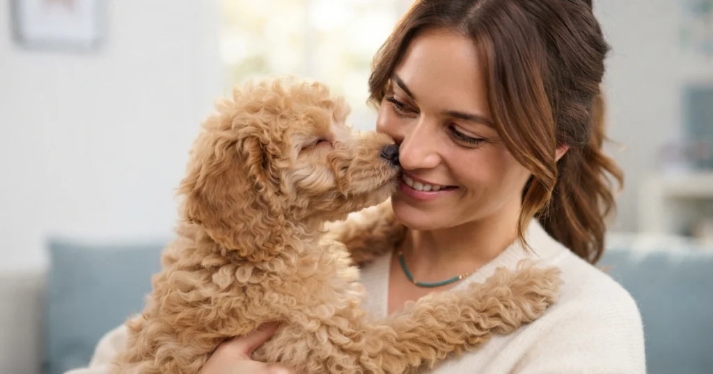 dog nuzzling his female owner’s face